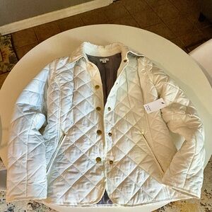 Crown & Ivy Ivory Quilted Jacket with Gold Buttons